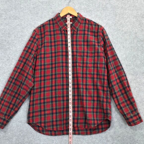 J.Crew Mens L Brushed Cotton Twill Red Green Blue Plaid Button Up Slim Fit Shirt - Picture 7 of 8